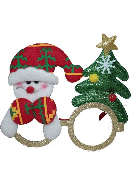 Peluş Noel Ağaçlı Kardan Adam Şekilli Yılbaşı Gözlüğü Noel Gözlük