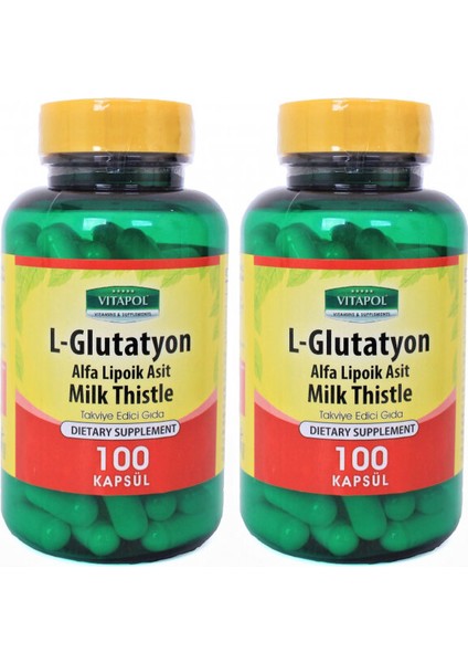 L-Glutatyon 500 Mg Alfa Lipoik Asit Milk Thistle 100 Kapsül 2 Adet