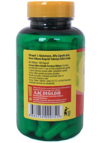 L-Glutatyon 500 Mg Alfa Lipoik Asit Milk Thistle 100 Kapsül 2 Adet modelleri