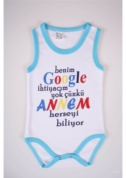 Miniko Kids Yeni Sezon Google Annem Yazılı Pamuk Bebek Badi Zıbın