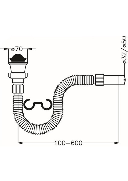 Körüklü Lavabo Sifonu (Ø50) 50607