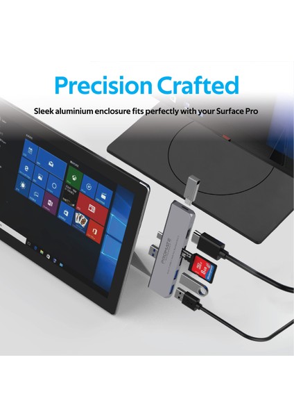 Surfacehub-7 - USB Hub Type-C / USB Bağlantı, Hdmı, Kart Okuyucu, HDMI ve Type-C