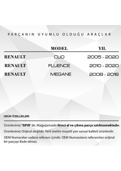 Renault Clio - Fluence - Megane Için Tampon Braketi