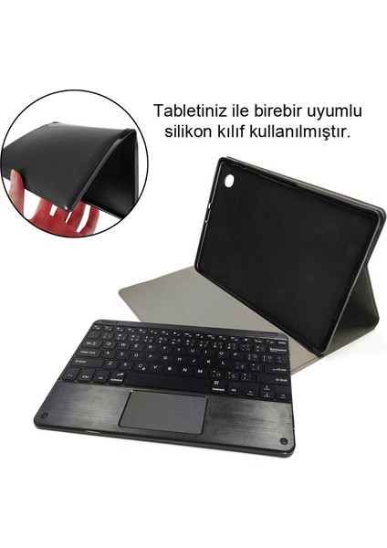 Lenovo Tab M10 TB-X605FC Bluetooth Touchpad Klavye + Bluetooth Mouse + Standlı Kılıf -Bkk7