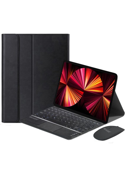 iPad Pro 11 2021 Bluetooth Touchpad Klavye + Bluetooth Mouse + Standlı Kılıf - Bkk7