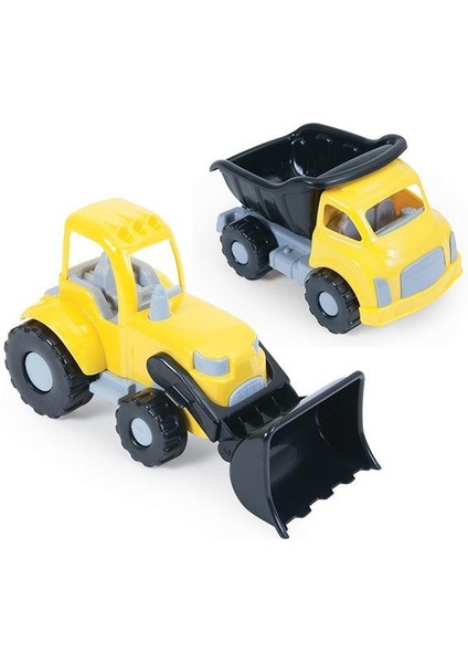 Esra Store Dolu Oyuncak 6144 Dolu, Jumbo Ikili Kamyon-Dozer Set