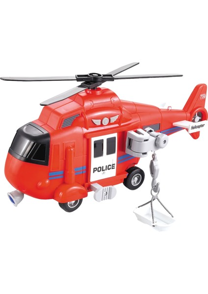 Sürtmeli Sesli Işıklı Helikopter Kırmızı