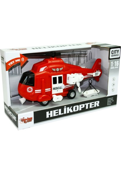 Sürtmeli Sesli Işıklı Helikopter Kırmızı