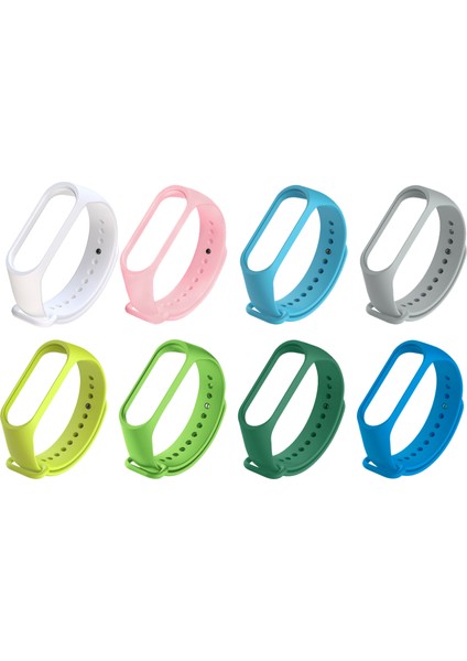 Xiaomi Mi Band 4 ve 3 Uyumlu Silikon Kordon 8'li Set 5
