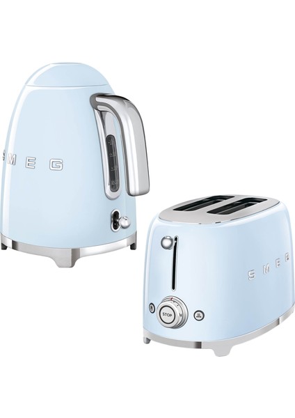 Pastel Mavi Kettle ve 1x2 Ekmek Kızartma Makinesi Seti
