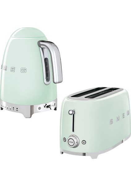 Smeg Pastel Yeşil Isı Ayarlı Kettle ve 2x4 Ekmek Kızartma Makinesi Seti