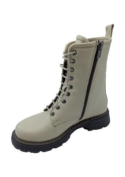 Bej Deri Kadın Postal Bot Ayakkabı modelleri