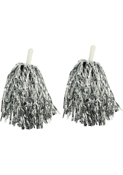 Metalize Ponpon Çiftli Gümüş