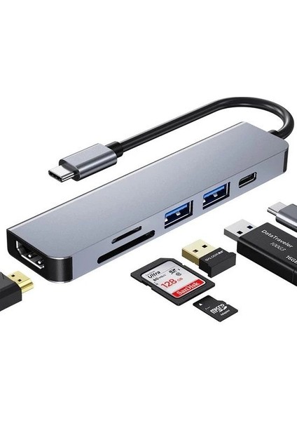 HC13C Type-C=>usb3.0 Adaptör.hdmı+Kart Oku