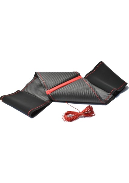 Fort Fiesta Uyumlu Alkantara-Karbon Kırmızı Yüzüklü Direksiyon Kılıf