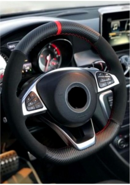 Fort Fiesta Uyumlu Alkantara-Karbon Kırmızı Yüzüklü Direksiyon Kılıf fiyatları