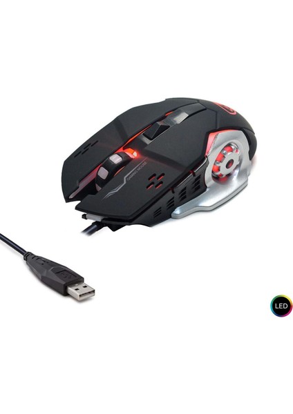 Oyuncu Mouse Kablolu 3200DPI Işıklı Polaxtor 601-6D