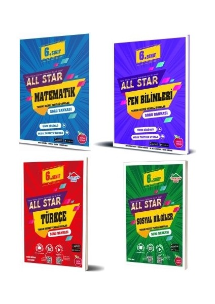 6. Sınıf Matematik+Fen+Türkçe+Sosyal All Star Soru Bankası 4 Kitap