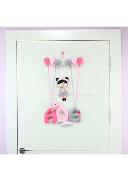 Ada Isimli Pembe Gri Kız Bedek Odası Kapı Süsü fiyatları