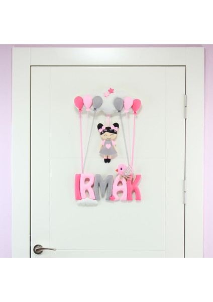 Irmak Isimli Pembe Gri Kız Bedek Odası Kapı Süsü fiyatları