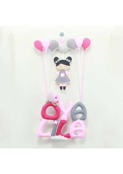 Oya Lila Isimli Pembe Gri Kız Bedek Odası Kapı Süsü