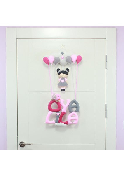 Oya Lila Isimli Pembe Gri Kız Bedek Odası Kapı Süsü fiyatları