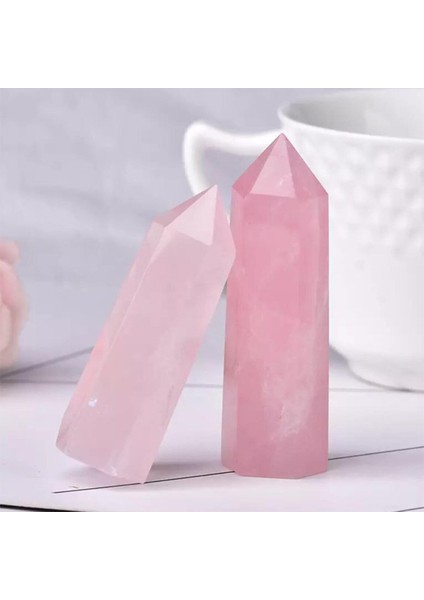 Sertifikalı Pembe Kuvars Prizma Doğal Taş Obelisk Kule