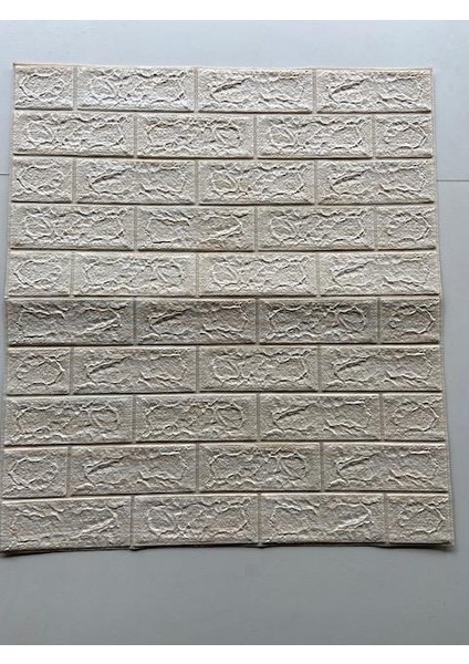 Çizgili Krem Yapışkanlı Dekoratif 3D Duvar Paneli NW96 4 Adet