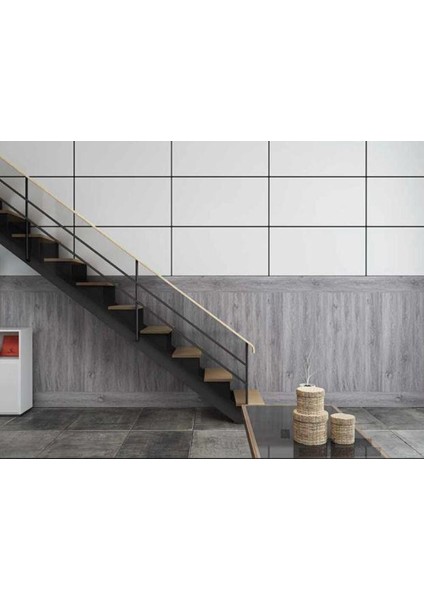 NWYP09 Yapışkanlı Gri Ahşap Esnek Zemin Yer Duvar Döşeme Parkesi