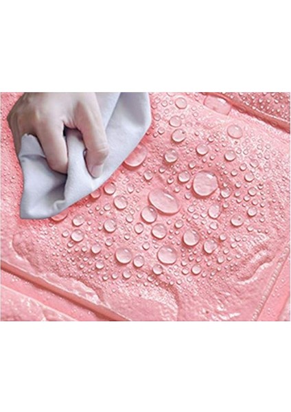NW03 Pembe Tuğla Arkası Yapışkanlı Esnek Silinebilir Duvar Paneli 3D Duvar Kağıdı