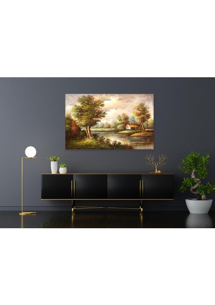 Ağaç Manzarası 5 Yağlı Boya Görünümlü Kanvas Tablo modelleri