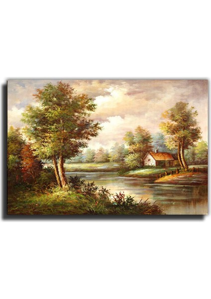 Ağaç Manzarası 5 Yağlı Boya Görünümlü Kanvas Tablo fırsatları