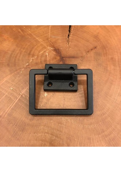 Köşeli Halka Sandalye Çekmece Kapak Kulpu (2 Adet) Siyah