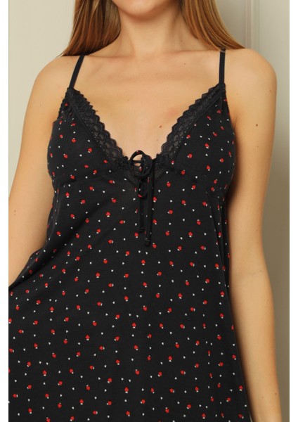 Lacivert Kadın Tunik Gecelik Ip Askılı Viskon Likrali fiyatları