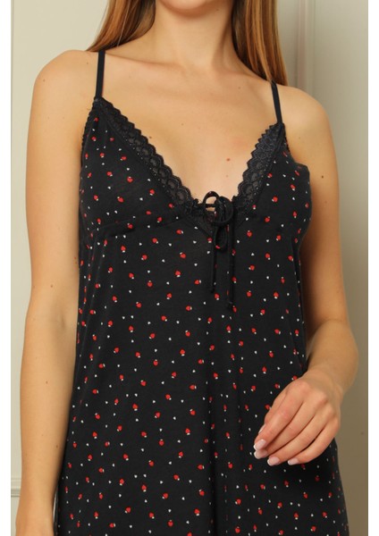 Lacivert Kadın Tunik Gecelik Ip Askılı Viskon Likrali modelleri