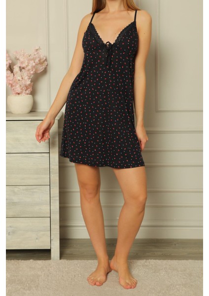 Lacivert Kadın Tunik Gecelik Ip Askılı Viskon Likrali fırsatları