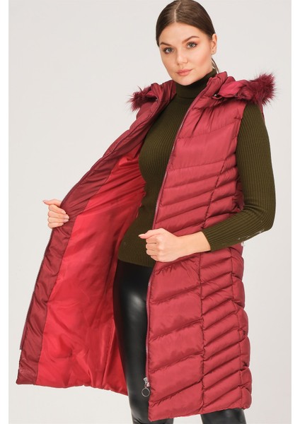 Z6725 Dewberry Kadın Yelek-Bordo