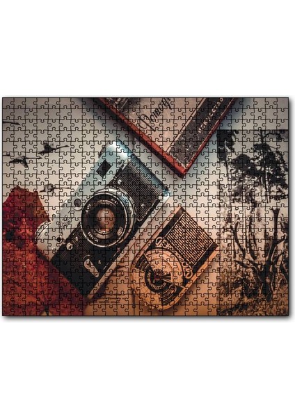 Cakapuzzle Antika Fotoğraf Makinesi ve Fotoğraflar 120 Parça Puzzle Yapboz Mdf (Ahşap)
