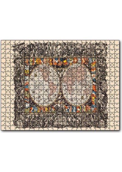 Cakapuzzle Dünya Haritası Ülke Bayrakları ve Tarihi Figür Görseli 120 Parça Puzzle Yapboz Mdf(Ahşap)