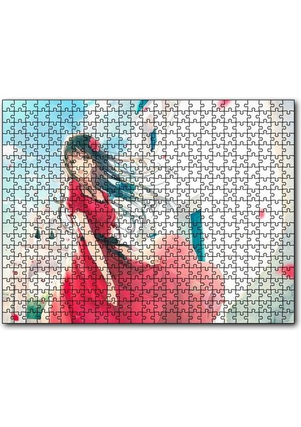 Cakapuzzle Animasyon Filmi Kırmızılı Çiçekli Kız 255 Parça Puzzle Yapboz Mdf (Ahşap)