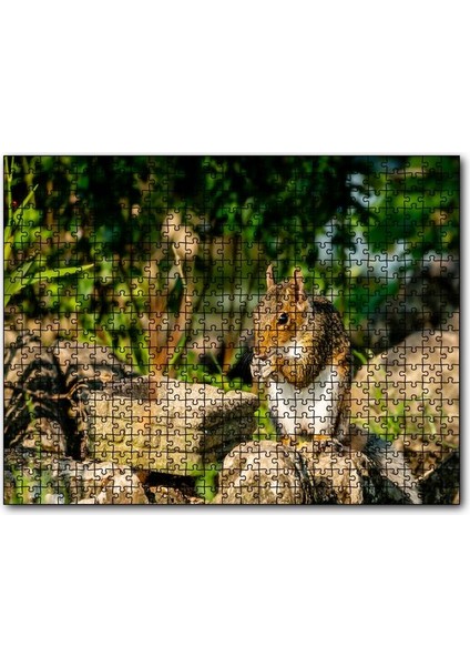 Cakapuzzle Taşların Üzerindeki Sevimli Küçük Sincap 120 Parça Puzzle Yapboz Mdf (Ahşap)