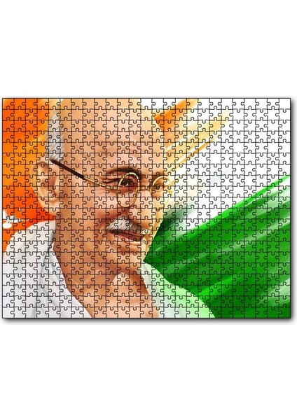 Cakapuzzle Mahatma Gandhi Turuncu Buyaz Yeşil Fon 255 Parça Puzzle Yapboz Mdf (Ahşap)