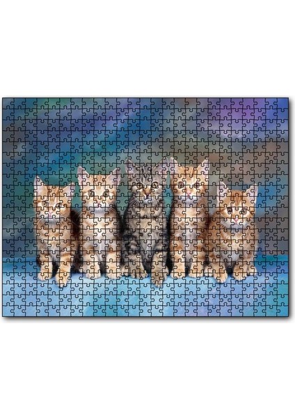 Cakapuzzle Dört Yavru Sarmanın Arasındaki Tekir 255 Parça Puzzle Yapboz Mdf (Ahşap)