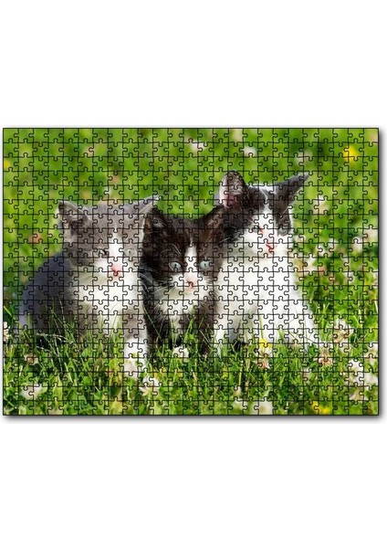 Cakapuzzle Çayırda Üç Yavru Kedi 120 Parça Puzzle Yapboz Mdf (Ahşap)
