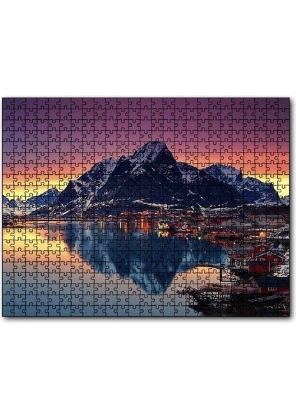 Cakapuzzle Dağ Göl Kasaba Görseli 1000 Parça Puzzle Yapboz Mdf(Ahşap)