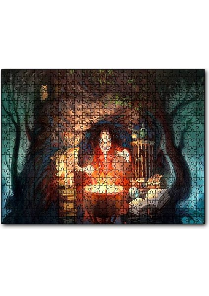 Cakapuzzle Kazanın Başında Cadı ve Büyü Kitapları 255 Parça Puzzle Yapboz Mdf (Ahşap)