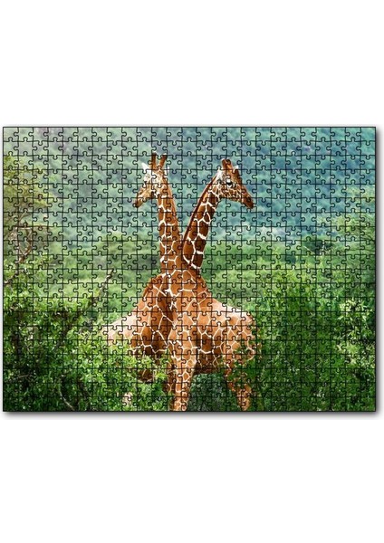 Cakapuzzle Ormanda Zürafa Çifti 1000 Parça Puzzle Yapboz Mdf(Ahşap)