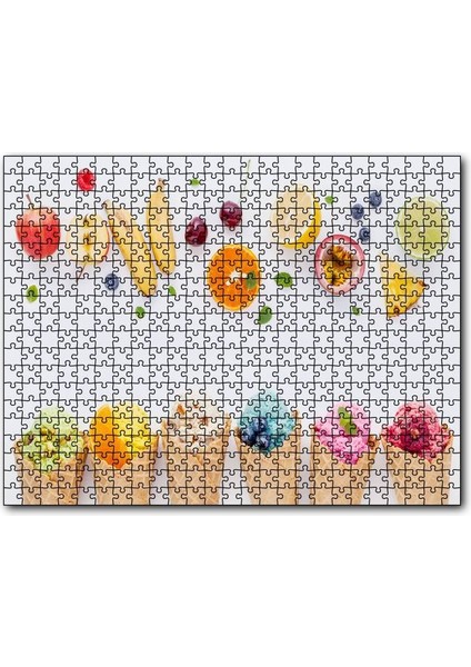 Cakapuzzle Kornetlerde Mevveli Dondurmalar Beyaz Zemin 1000 Parça Puzzle Yapboz Mdf(Ahşap)