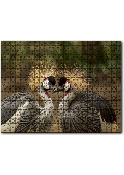 Cakapuzzle Gri Vinçler Taç Kuşları Görsel 120 Parça Puzzle Yapboz Mdf (Ahşap)