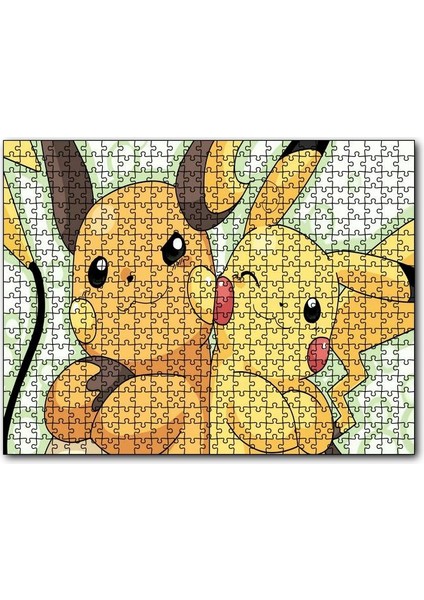 Caka Tablo Cakapuzzle Pokemon Pikachu ve Raichu Görseli 255 Parça Puzzle Yapboz Mdf (Ahşap)